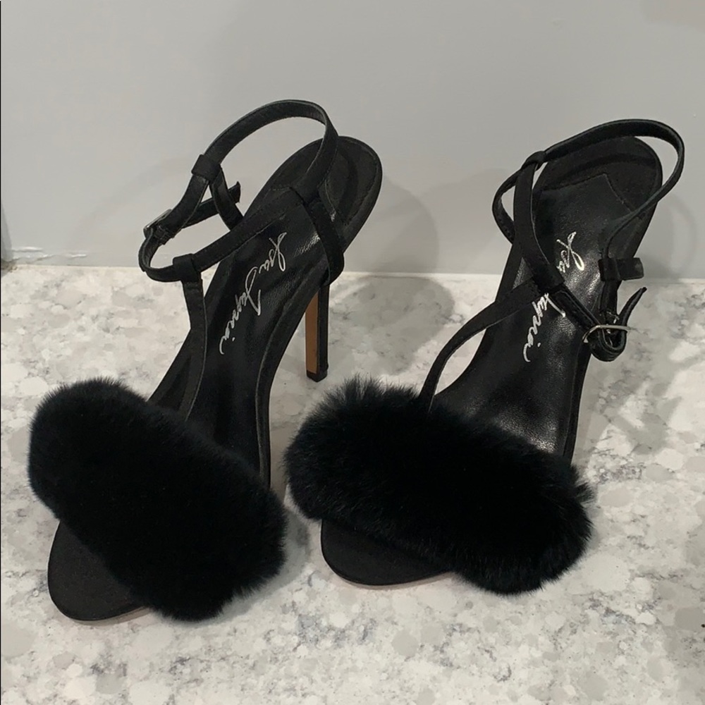 Isa Tapia rabbit fur heels